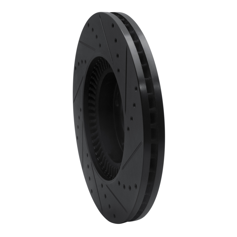 Hyundai Genesis Brake Rotor (1) - Front Left - R1 Concepts - Drilled & Slotted - Black - `09-`14